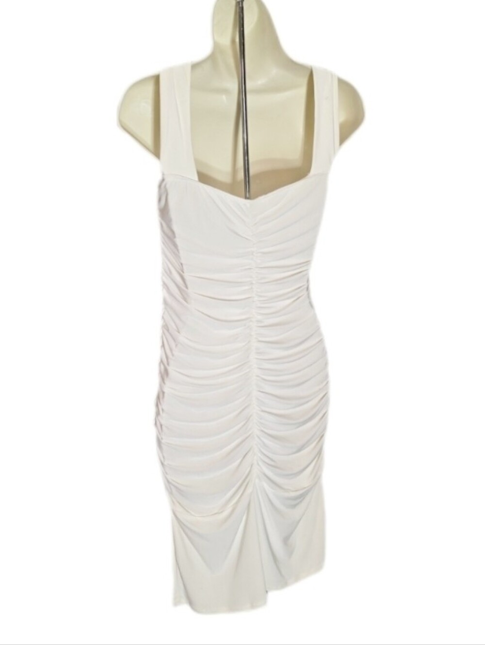 Savannah Studio Dress Sequined Ruched Cream Size L - Picture 11 of 13